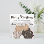 パーソナライズされた最高のFriend Bestieの女の子らしクリスマスカード 招待状 (スタンド正面)