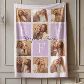 パーソナライズされた最高のFriends Forever 9 Photo Collage フリースブランケット