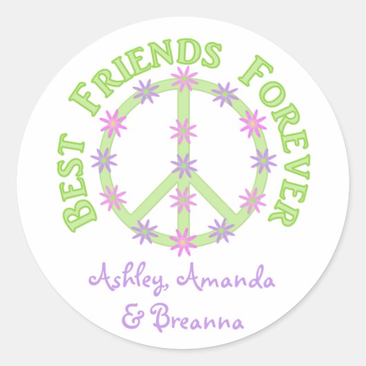 パーソナライズされた最高のFriends Forever Stickers ラウンドシール (正面)