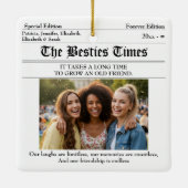 パーソナライズされた最高のFriends Newspapard 2写真 セラミックオーナメント (裏面)