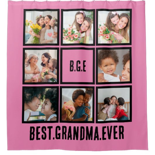 パーソナライズされた最高のGranda Ever 8 Photo Collage シャワーカーテン (正面)
