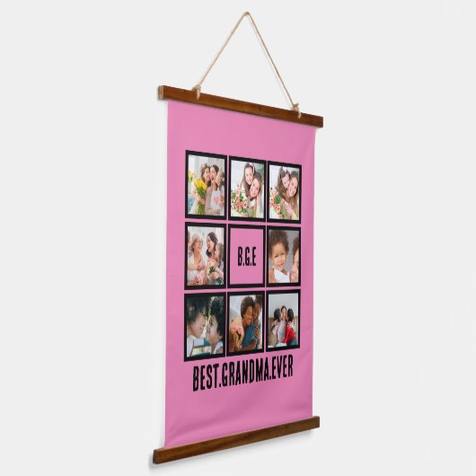 パーソナライズされた最高のGranda Ever 8 Photo Collage 吊り下げ型タペストリー (傾斜あり)