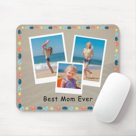 パーソナライズされた最高のMom Everビーチをテーマにした3枚の写真 マウスパッド (マウス)