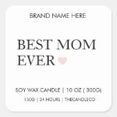 パーソナライズされた最高のMom Ever Candle Label スクエアシール (正面)
