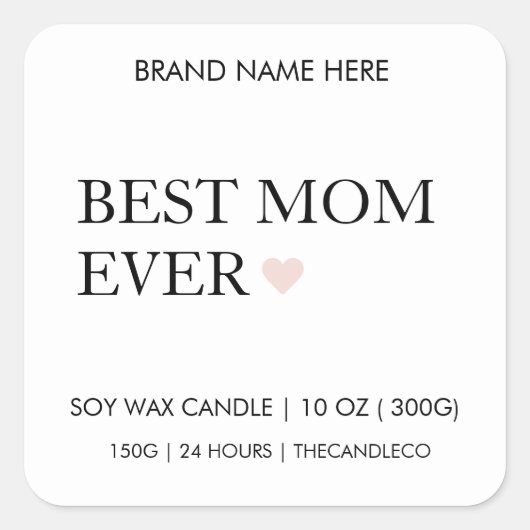 パーソナライズされた最高のMom Ever Candle Label スクエアシール (正面)