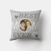 パーソナライズされた最高のMom Ever Gray Mothers Day写真 クッション (裏面)