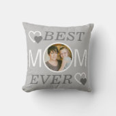パーソナライズされた最高のMom Ever Gray Mothers Day写真 クッション (正面)
