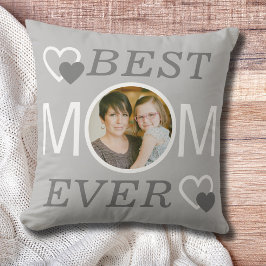 パーソナライズされた最高のMom Ever Gray Mothers Day写真 クッション