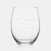 パーソナライズされた最高のMom Ever Monogram署名名 ステムなしワイングラス (裏面)