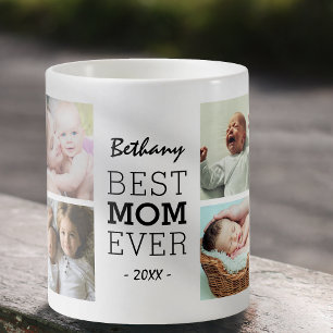 パーソナライズされた最高のMom Ever Photo Collage コーヒーマグカップ