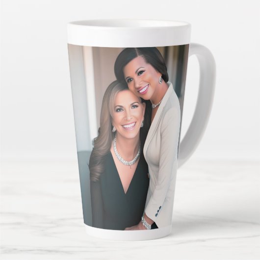 パーソナライズされた最高のMom Ever Photo Mag in Pink カフェラテマグ (右アングル)