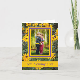 パーソナライズされた最高のMommy Ever Yellow Flowers写真 カード