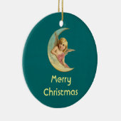 パーソナライズされた月のクリスマスヴィンテージ天使 セラミックオーナメント (右)