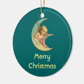 パーソナライズされた月のクリスマスヴィンテージ天使 セラミックオーナメント (左)