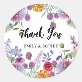 パーソナライズされた有難う水色の花 ラウンドシール