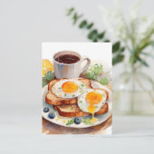 パーソナライズされた朝食エッグトーストコーヒーフードグルメ シーズンポストカード (スタンド正面)