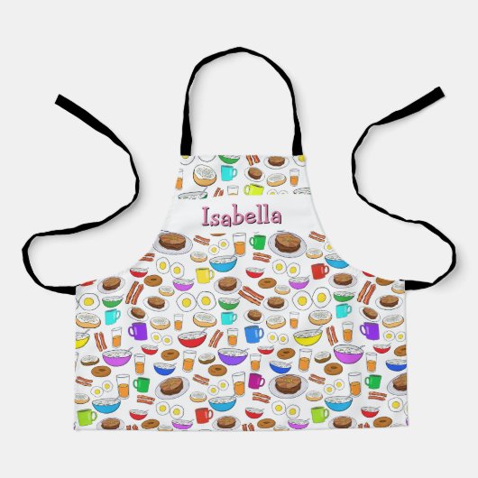 パーソナライズされた朝食ラバーズオールオーバープリントエプロン エプロン (正面)
