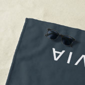 パーソナライズされた木炭ブルーカスタム ビーチタオル (インサイチュ)