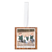 パーソナライズされた木素朴のクリスマスの写真 キューブオーナメント (正面)