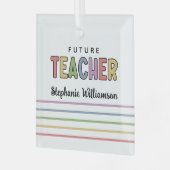 パーソナライズされた未来先生カラフルかわいいプレゼント ガラスオーナメント (正面左)