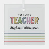 パーソナライズされた未来先生カラフルかわいいプレゼント ガラスオーナメント (正面)