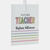 パーソナライズされた未来先生カラフルかわいいプレゼント ガラスオーナメント (正面右)