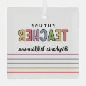 パーソナライズされた未来先生カラフルかわいいプレゼント ガラスオーナメント (裏面)