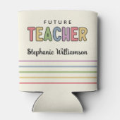 パーソナライズされた未来先生カラフルかわいいプレゼント 缶クーラー (裏面)