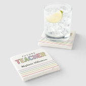 パーソナライズされた未来先生カラフルかわいい ストーンコースター (横)