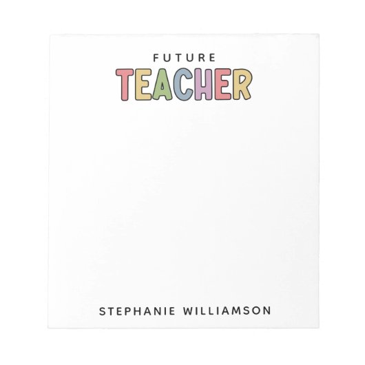 パーソナライズされた未来先生カラフルかわいい ノートパッド (正面)