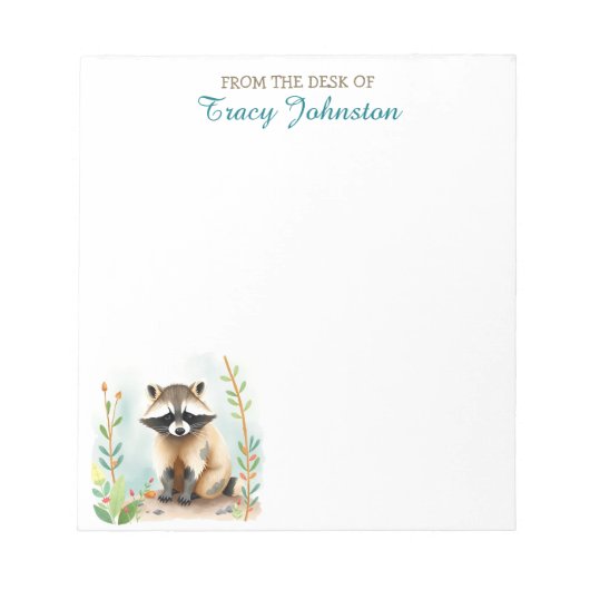 パーソナライズされた机から | ラクーン ノートパッド (正面)