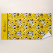 パーソナライズされた格言作りフローラ ビーチタオル (正面)