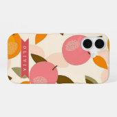 パーソナライズされた桃の花模様がとってもキュートなレトロサマー iPhone 16ケース (裏面横)