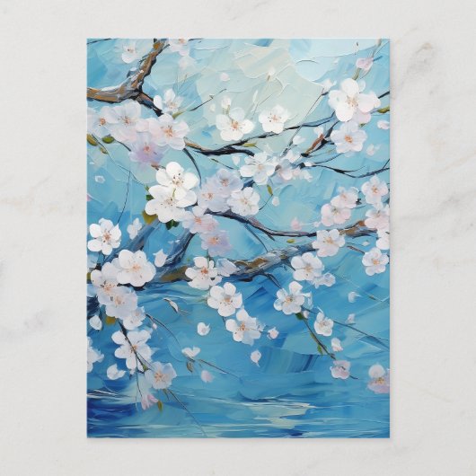 パーソナライズされた桜の花の青 インビテーションポストカード (正面)