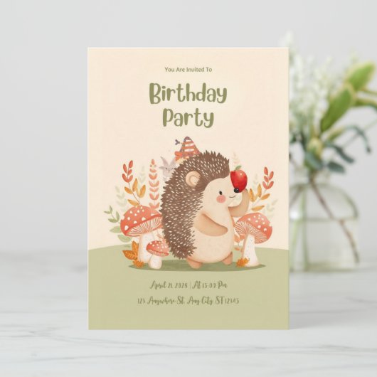 パーソナライズされた森のヘビの誕生日招待状 招待状 (スタンド正面)