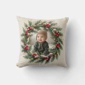 パーソナライズされた森の最初のクリスマス 赤ちゃん鹿 クッション (正面)