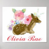 パーソナライズされた森の花のベビー部屋の装飾 ポスター (正面)