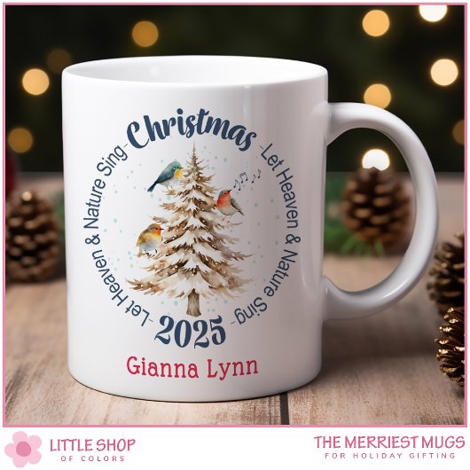 パーソナライズされた森の鳥の楽園と自然の歌 コーヒーマグカップ