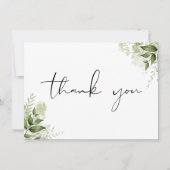 パーソナライズされた植物性の緑のスクリプエレガントト サンキューカード (正面)