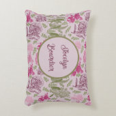 パーソナライズされた植物性ピンク牡丹ユーカリ アクセントクッション (正面(垂直))