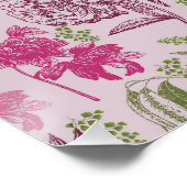 パーソナライズされた植物性ピンク牡丹ユーカリ ポスター (コーナー)