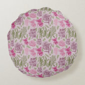 パーソナライズされた植物性ピンク牡丹ユーカリ ラウンドクッション (裏面)