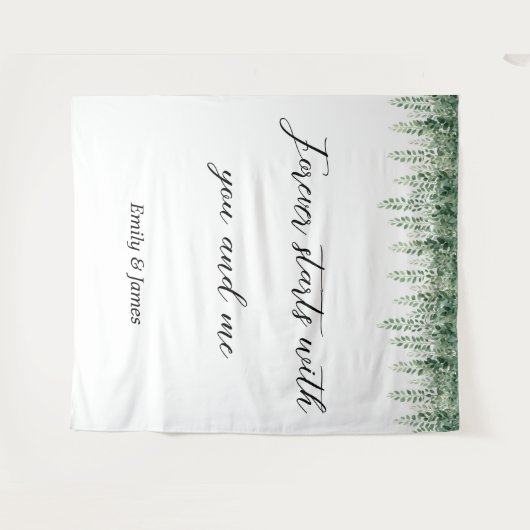 パーソナライズされた植物樹結婚生背景 タペストリー (正面(横))