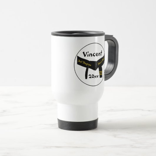 パーソナライズされた武術アーツサーディグディグブラックベルト トラベルマグ (正面右)