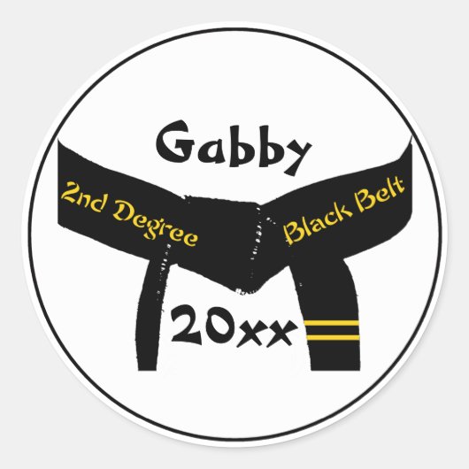 パーソナライズされた武術アーツ2度黒帯 ラウンドシール (正面)