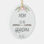 パーソナライズされた母おばあちゃんエカスタムスト年、花 セラミックオーナメント (右)