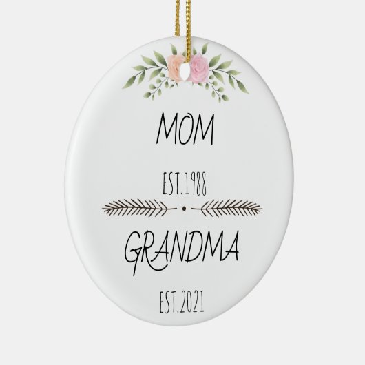 パーソナライズされた母おばあちゃんエカスタムスト年、花 セラミックオーナメント (右)