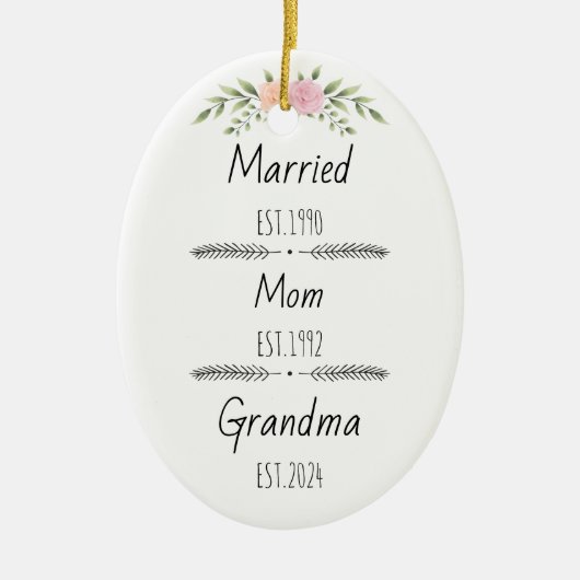 パーソナライズされた母おばあちゃんエストカスタム セラミックオーナメント (正面)
