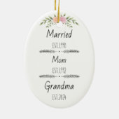 パーソナライズされた母おばあちゃんエストカスタム セラミックオーナメント (裏面)