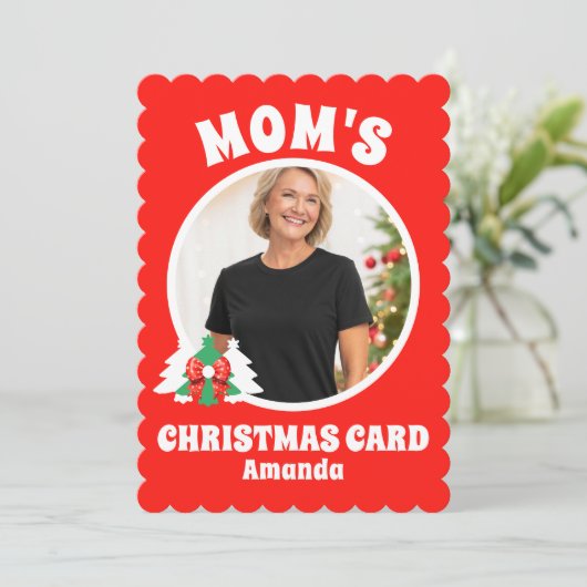 パーソナライズされた母の写真クリスマス シーズンカード (スタンド正面)